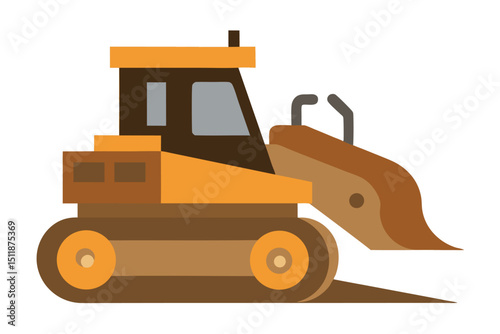 Clay modeled bulldozer with soft shadows in chalchi construction scene vector art illustration