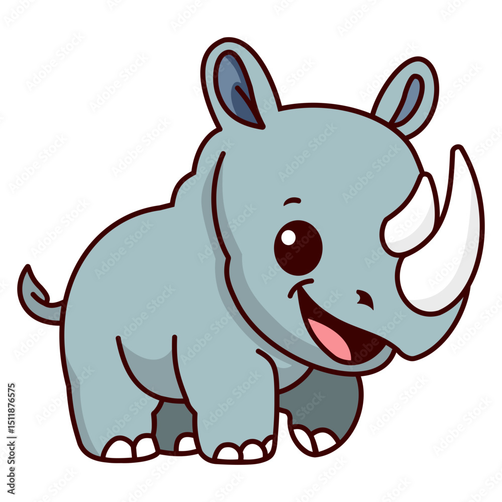Fototapeta premium Cute Animal Elements Rhinoceros Illustration