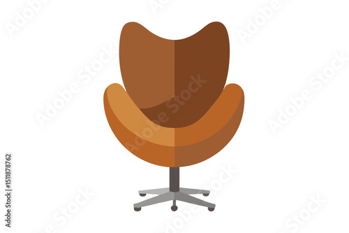Egg shaped leather office chair in futuristic ergonomic seating vector art illustration