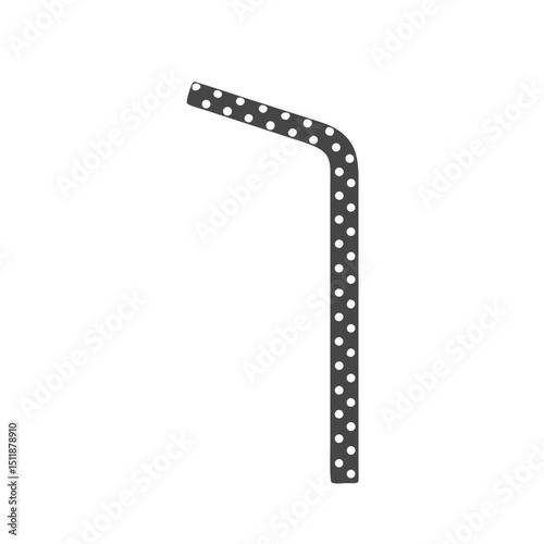 Biodegradable paper straw icon with polka dots in minimalist design style