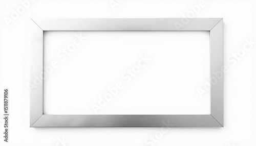 Sleek silver metal rectangle photo frame isolated on white background Perfect for showcasing images, frame mockup, clean