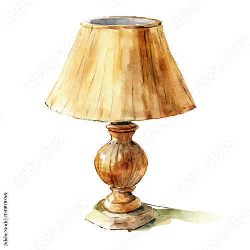 Table Lamp, watercolor illustration vector, high quality, isolated on a white background.