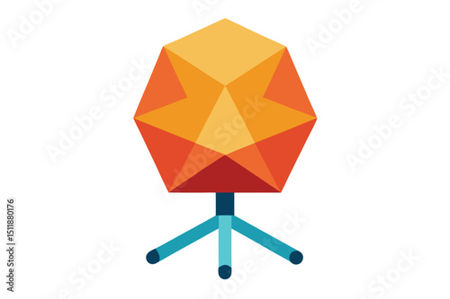 Geometric polygon office chair design in modern workspace style vector art illustration