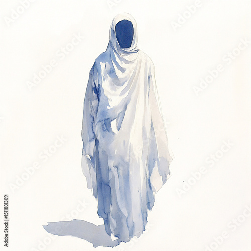 A solitary watercolor Sudanese jalabiya