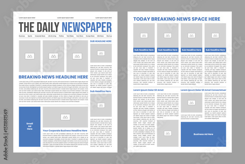 The daily newspaper layout, magazine design, newsletter template, vintage newspaper design template 