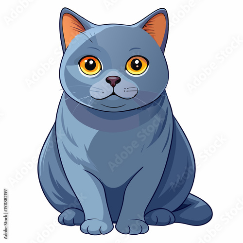 British Shorthair Character Vector – Calm and Fluffy Feline