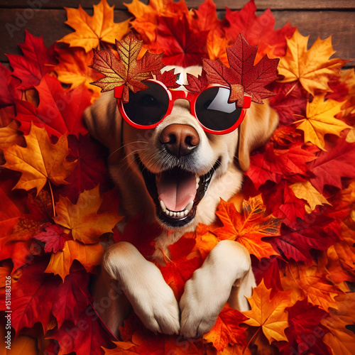 Stylish Dog Enjoying Autumn Vibes.