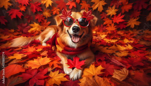 Stylish Dog Enjoying Autumn Vibes.