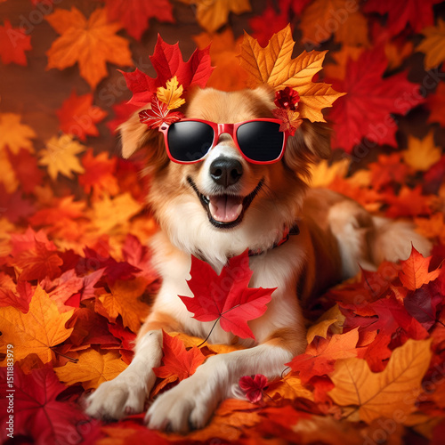Stylish Dog Enjoying Autumn Vibes.