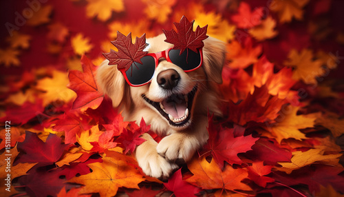 Stylish Dog Enjoying Autumn Vibes.