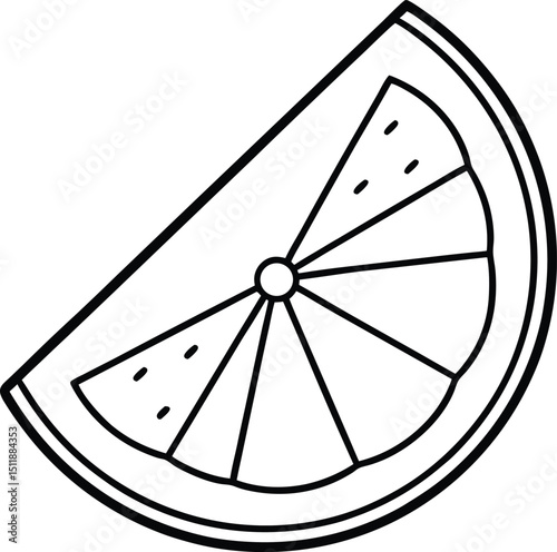Orange Slice Outline with Segments Illustration.