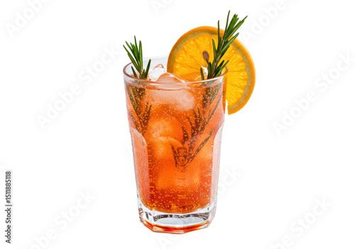 Isolated Spritzer Cocktail with Orange Slice and Rosemary