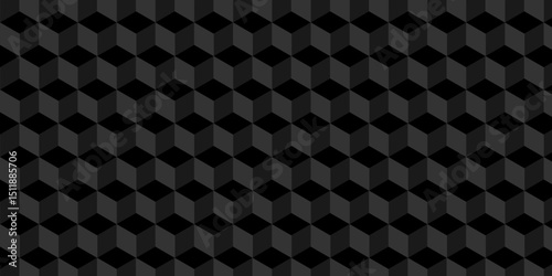 Minimal abstract square vector diamond cube black grid tiles cubic shape backdrop texture. Cubic grid seamless pattern.	
