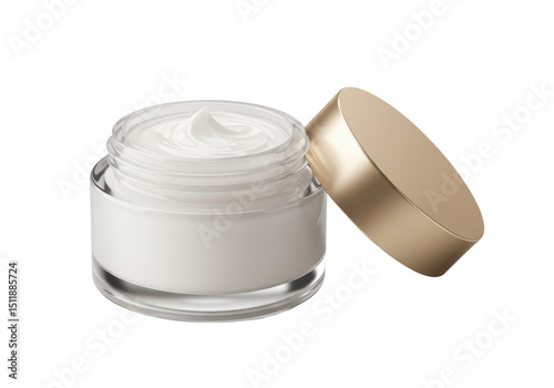 Isolated Open Jar of White Face Cream