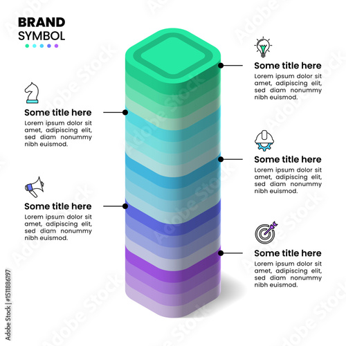 Infographic template. Isometric tower with 5 steps