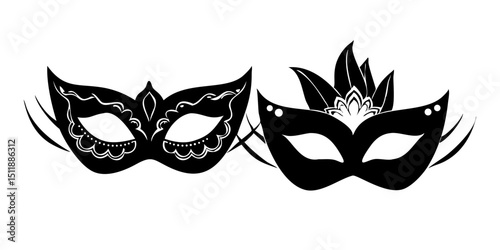 masquerade vector illustration, Perfect for mystery, disguise, party, events.  a set of masquerade masks collection.Colorful Carnival Masks Set for Design Inspiration