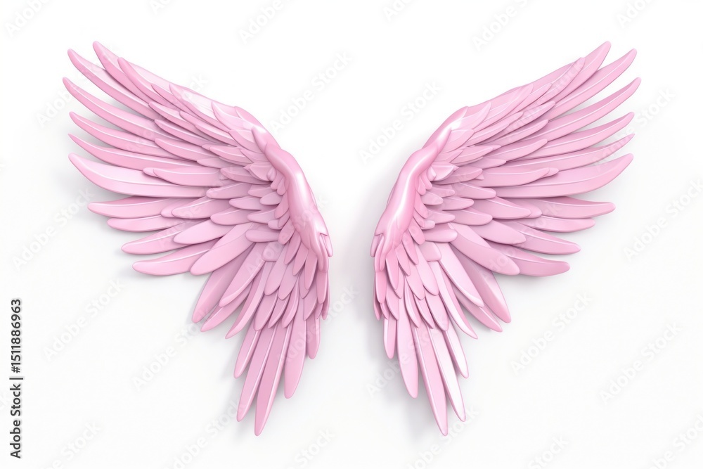 Obraz premium Angel wings pink bird art.