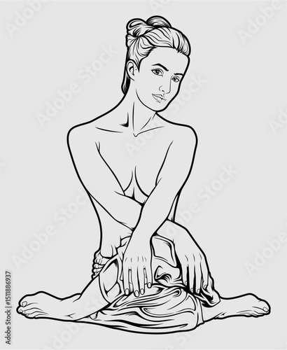 beautiful girl in action illustration