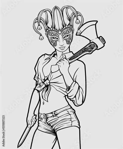 beautiful girl in action illustration