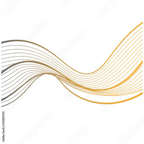 Vector golden line wave on white background. Abstract premium luxury elegant illustration, wavy Japanese ornament, flow water, ocean, shape pattern