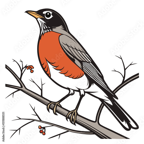 American Robin A sign of spring recognizable with its orange red chest