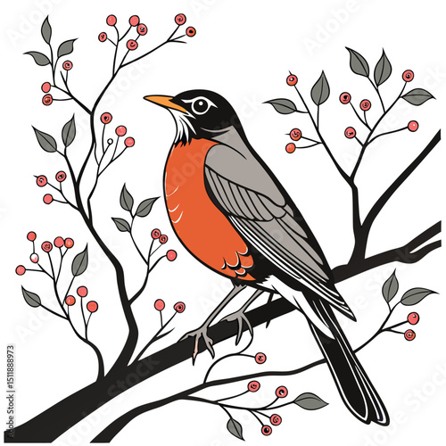 American Robin A sign of spring recognizable with its orange red chest