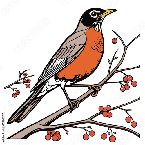 American Robin A sign of spring recognizable with its orange red chest