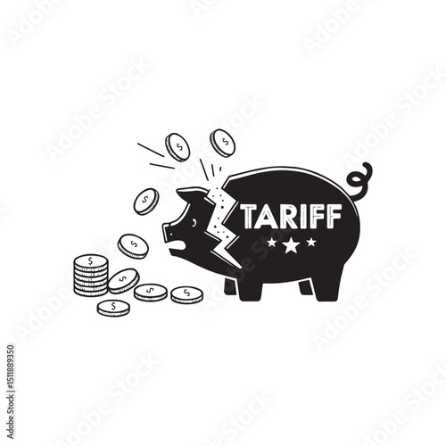 Broken piggy bank tariff silhouette