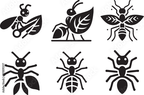  A simple leafcutter ant logo black silhouette vector illustration art