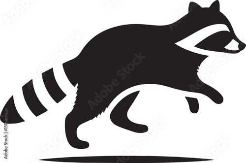  A simple raccoon design black silhouette vector illustration art.