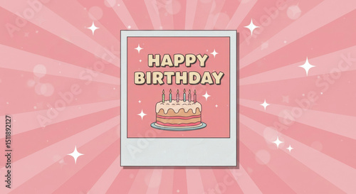 Celebratory birthday cake illustration with festive background and cheerful colors featuring candles and party vibes