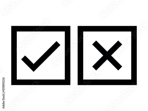 Tick and cross-checkmark vector icons in line-style design for website design, app, UI, isolated on a white background. Editable stroke.