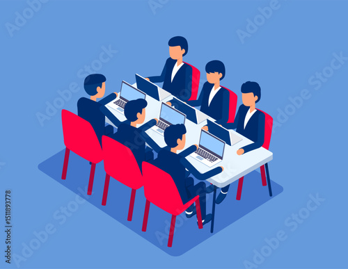 Conference Table. Isometric vector concept