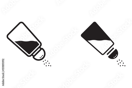 salt or pepper shaker Icon set. Silhouette symbol. Spices. Vector isolated illustration