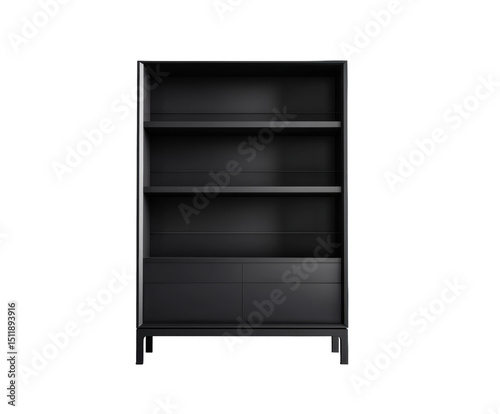 Wallpaper Mural Modern black bookshelf design for home or office storage on a transparent background, cut out Torontodigital.ca