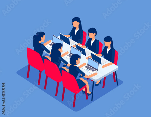 Conference Table. Isometric vector concept