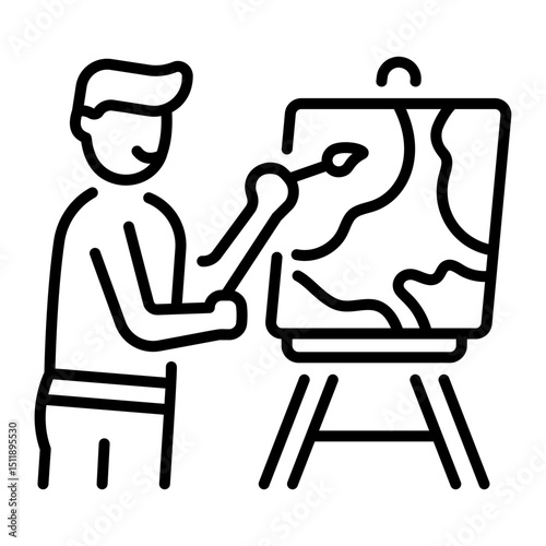 A line style icon of a french painter artist