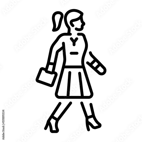 An outline style icon showing a character wearing haute couture