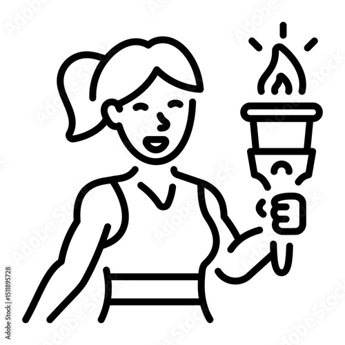 A line style icon showing a character holding olympic flame