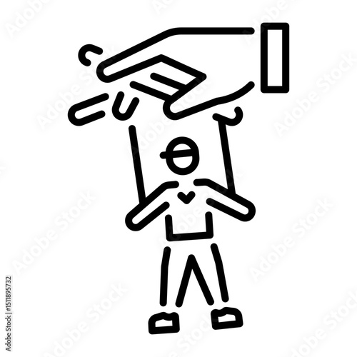 A line style icon of marionette puppet figure