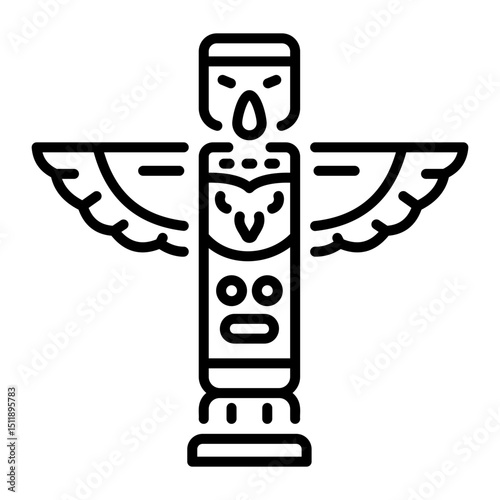 A linear icon showing indigenous totem design