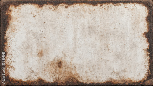 Rusty, weathered metal surface with corrosion and peeling paint, showing signs of age and exposure to elements, creating