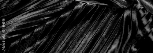 Black velvet fabric with delicate floral white embroidery and soft folds gives a tactile experience, merging elegance and artistry into a luxurious visual composition.