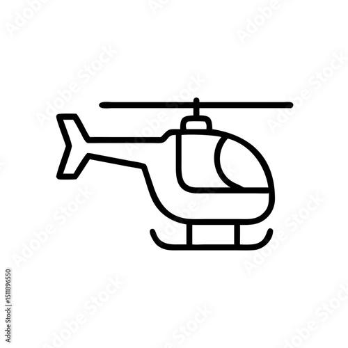 Line drawing of a helicopter in simple black and white style  icon