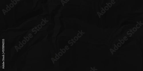 black fabric and crumple obsolete closeup rumple wrinkle parchment background.