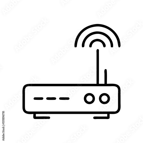 Wi-Fi router with signal icon in minimalist flat design  icon