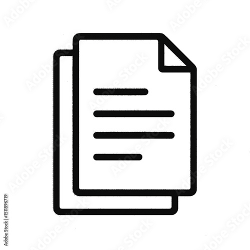 Minimalist Paper Documents Icon (Transparent Background)