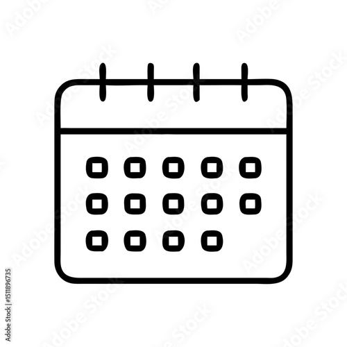 Minimalist calendar icon design in black and white style  