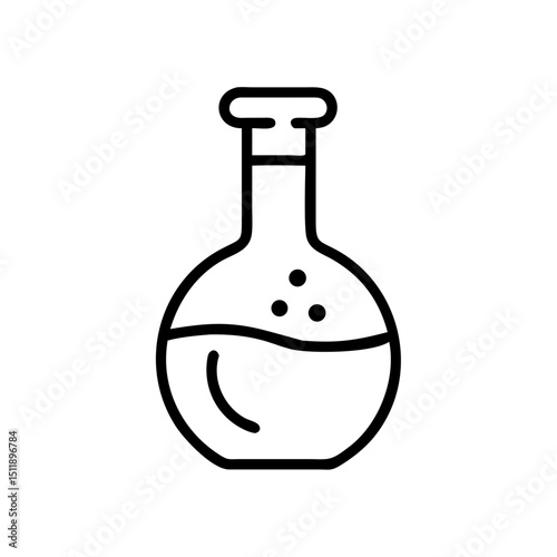 Laboratory flask with liquid and bubbles in minimalist style  ikon