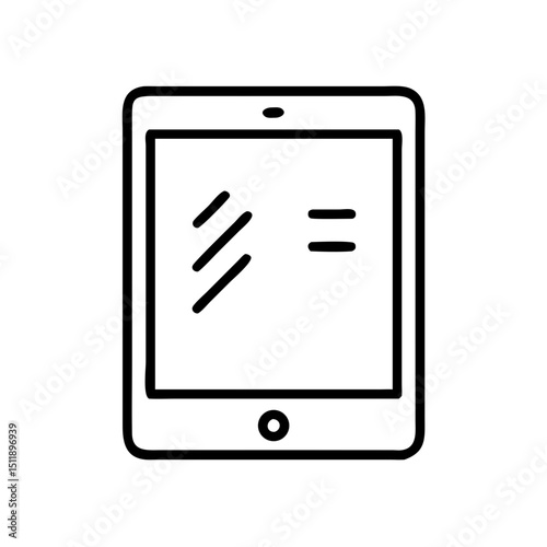 Digital tablet with a blank screen on white background for technology  
